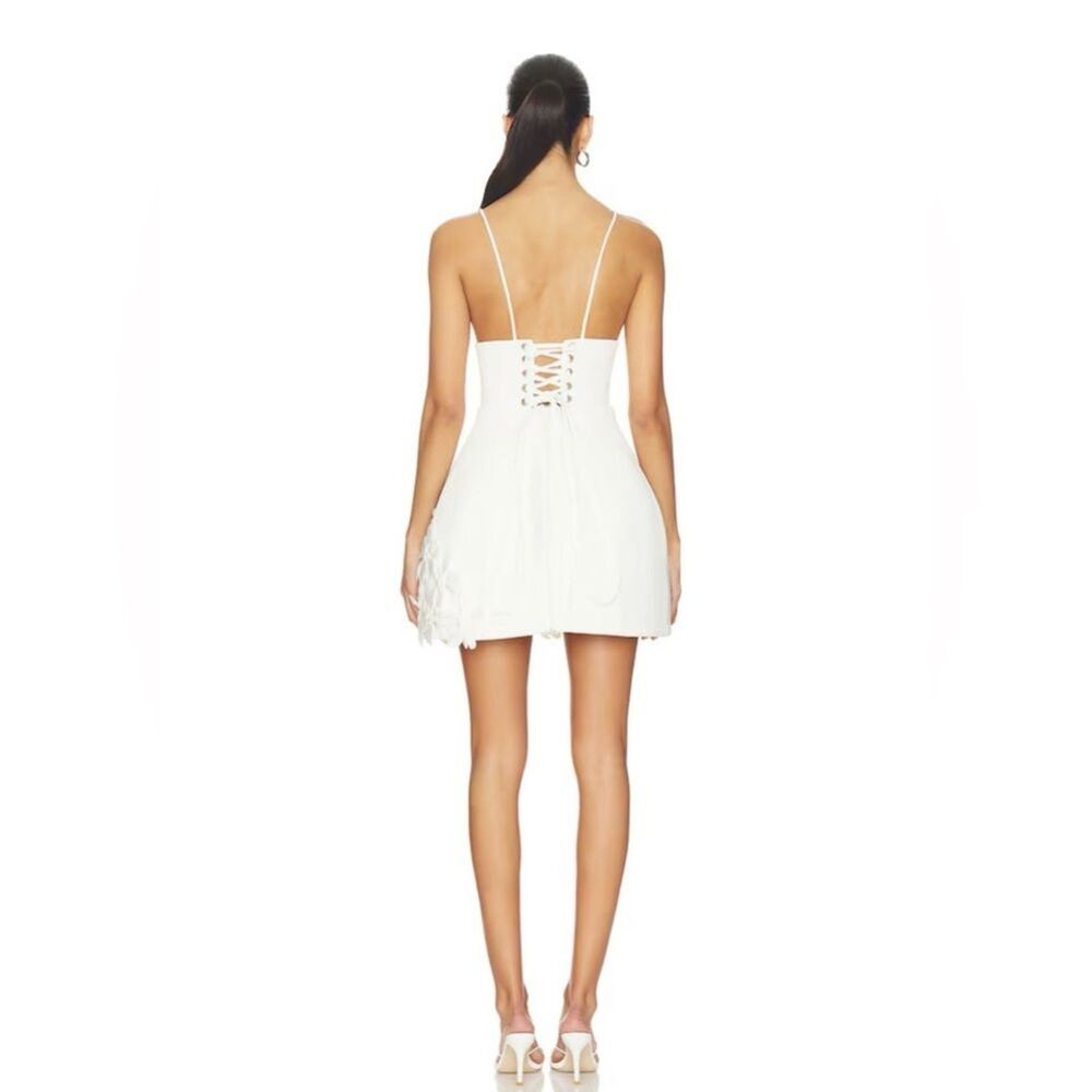 New BRONX BANCO Emma White Floral Appliqué Strap Mini Wedding Dress - Picture 3 of 15